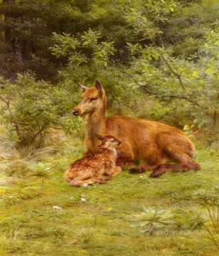 Deer Painting - Cervus nippon mother and baby